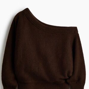 H&M Chocolate Off-Shoulder Sweater